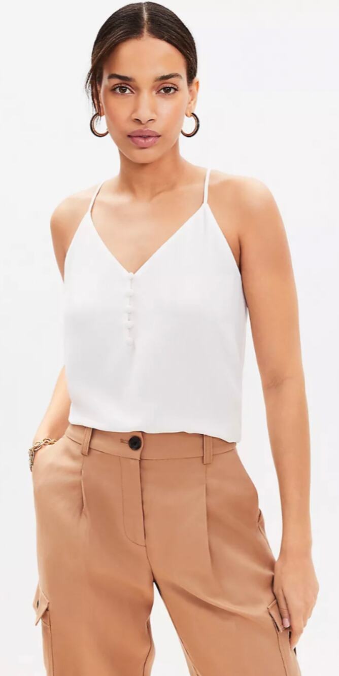 Loft Womens Slip Top Cream Small Sheer with Full Lining Feminine Lightweight